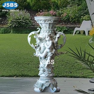 Hand Carved Luxury White Marble Vase, JS-P097